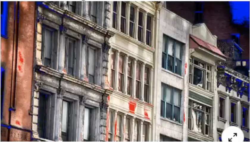 In the image shown, what do the blue areas indicate?