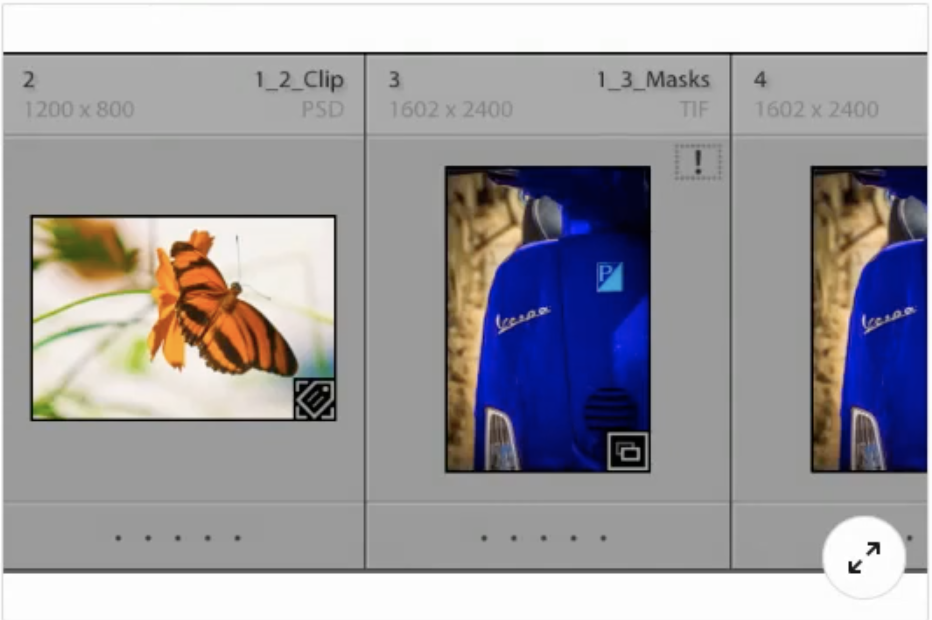 Review the image shown. What does the exclamation point adjacent to the thumbnail imply?